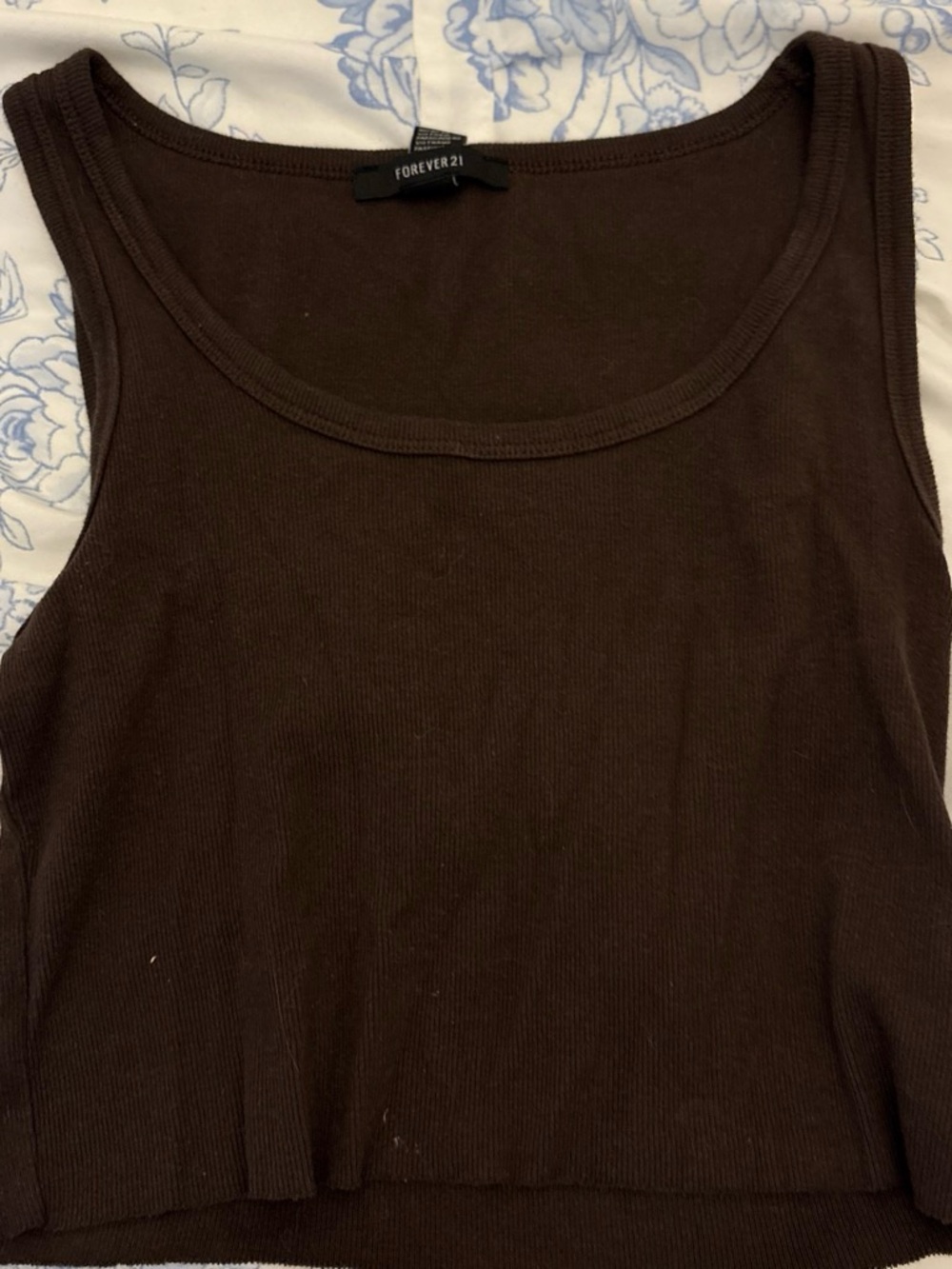 Forever 21 Brown Ribbed Scoop Neck Tank